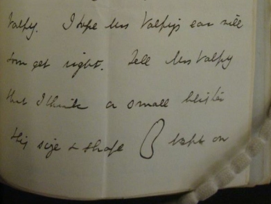 Detail from letter of Joseph Toynbee regarding Mrs. Valpy's ear.  Letter from Bodleian Archives and Manuscripts, Oxford Photo by Jaipreet Vird-Dhesi